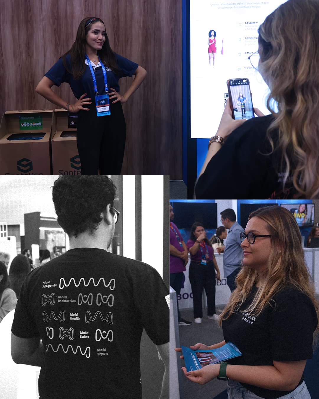 Visitantes experimentando o provador digital