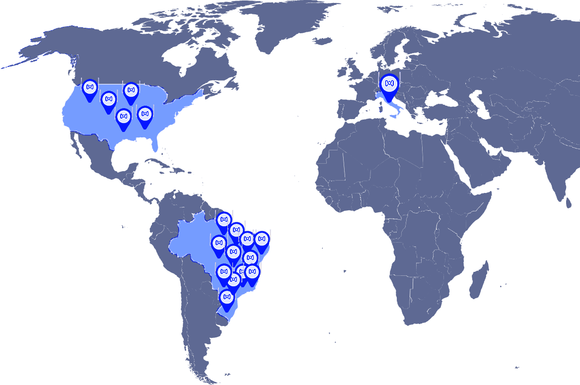 Mapa de atuação global