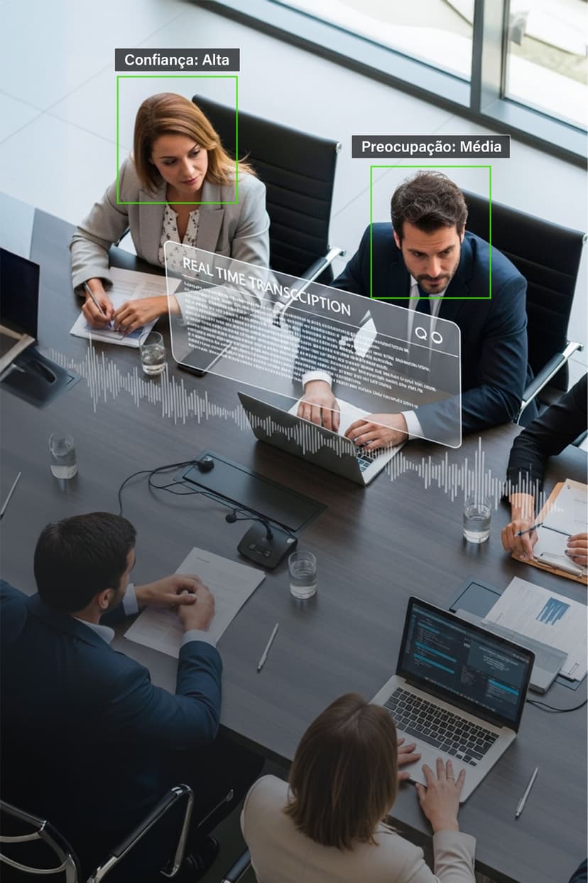 Transcrição de reuniões com análise de emoção