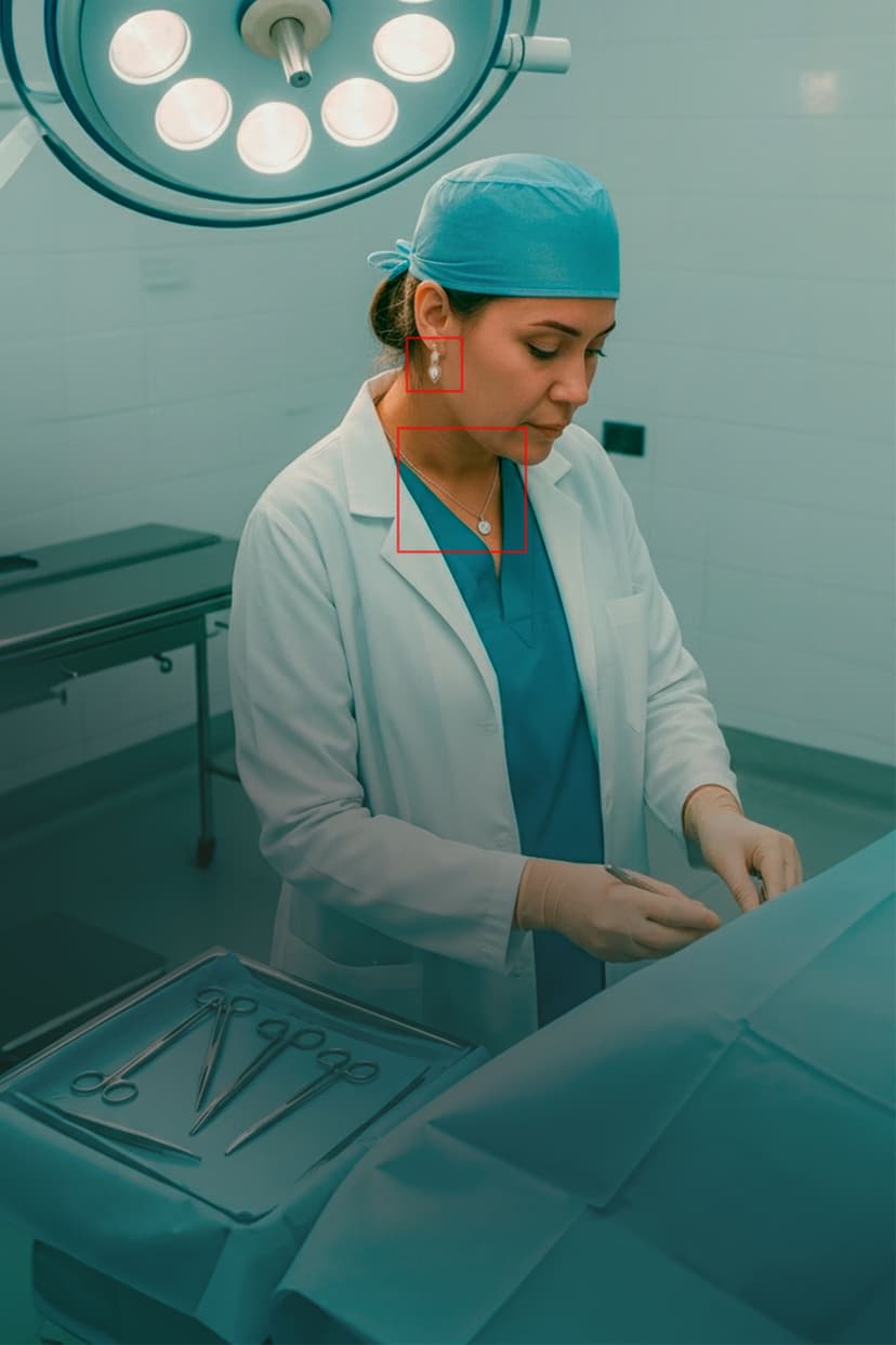 Detecção de EPIs e adornos em unidades de saúde pública